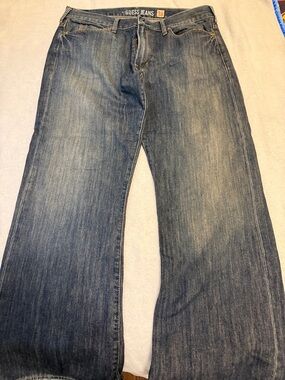 GUESS Men's Bootcut Jeans in Faded Blue Denim